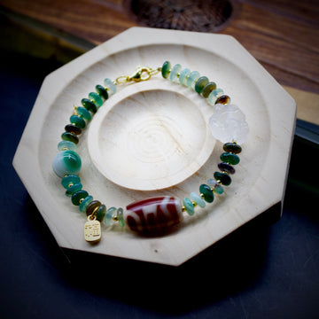 Natural Agate Tibetan Bracelet - Ethnic Vintage Style