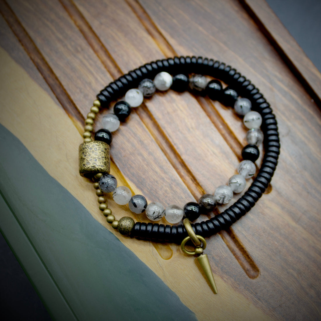 Shadow Essence Obsidian & Tourmalated Quartz Bracelet