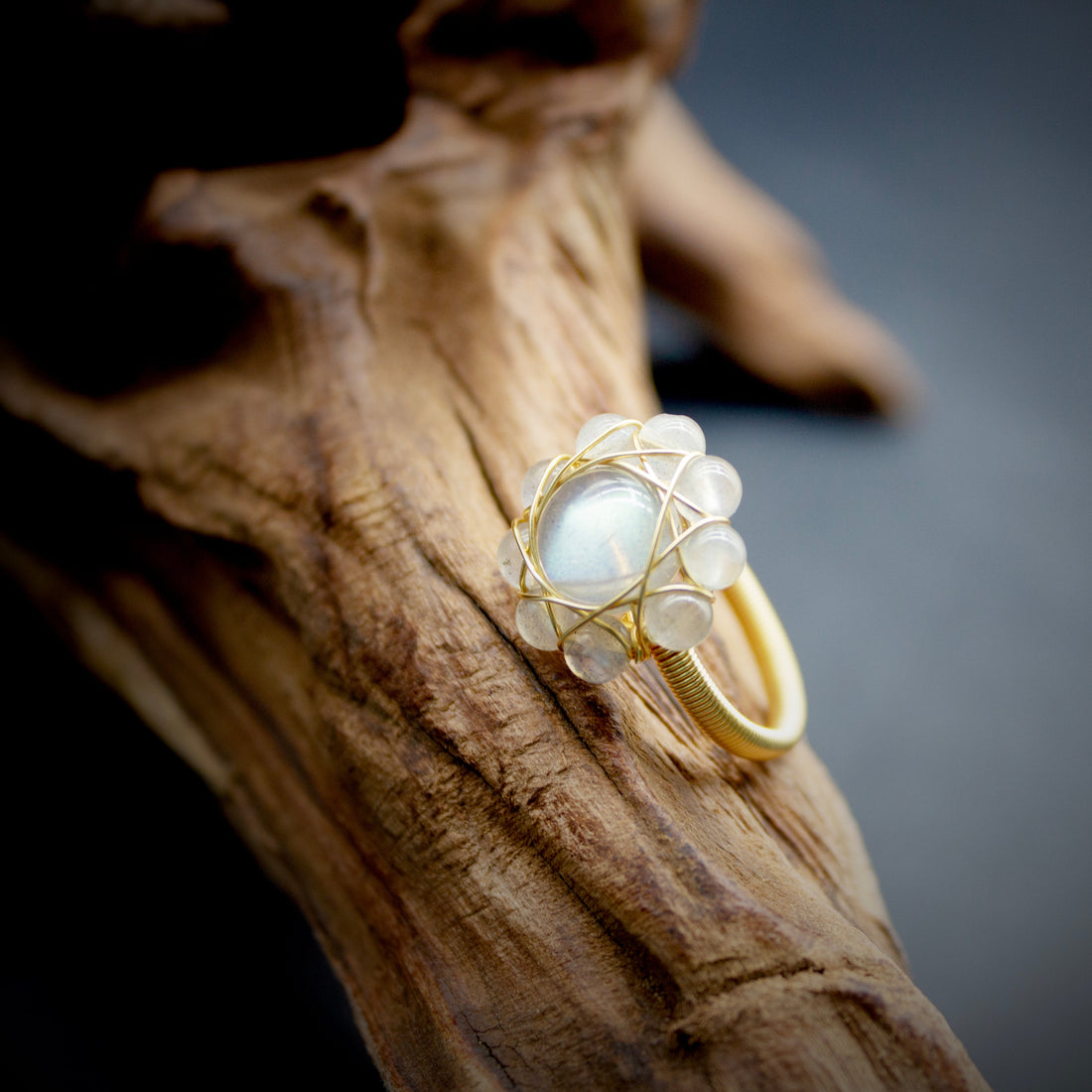 Natural Labradorite Moonstone Ring