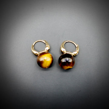 Retro Maillard style tiger eye stone earrings