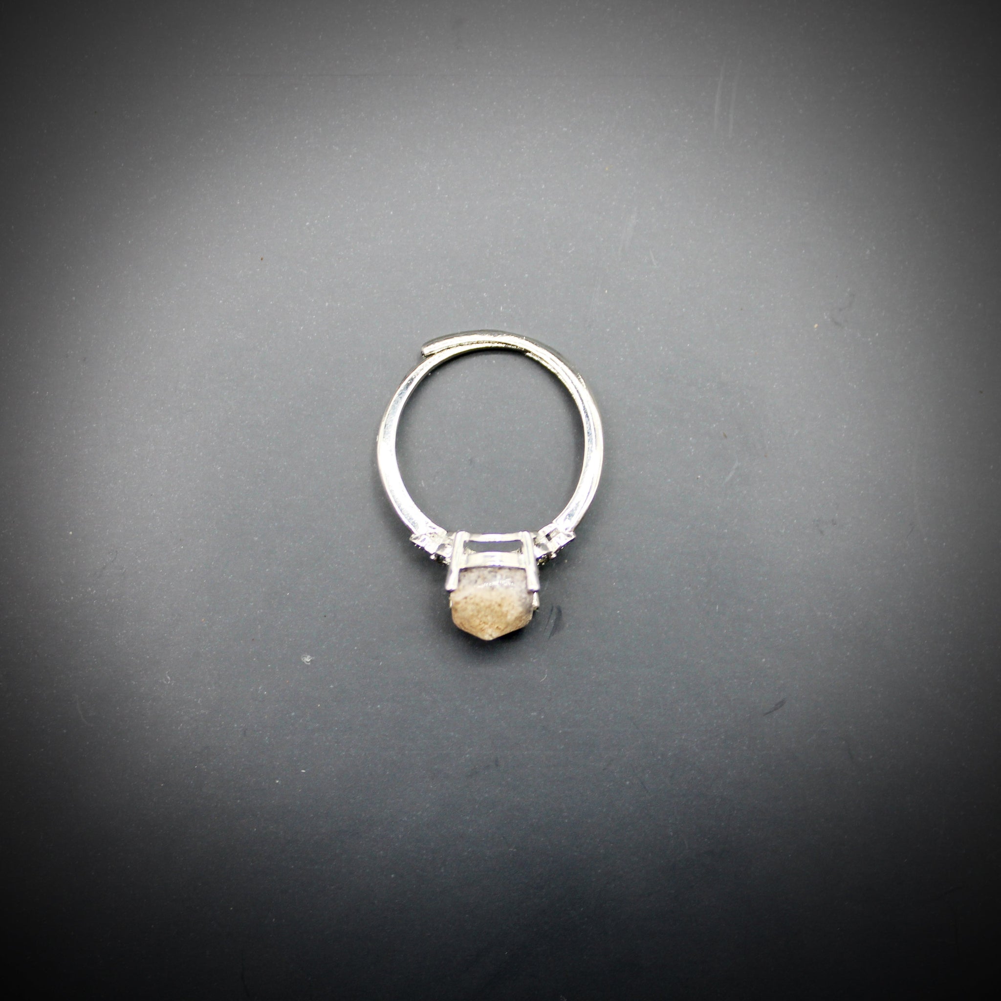 Natural quartz crystal ring