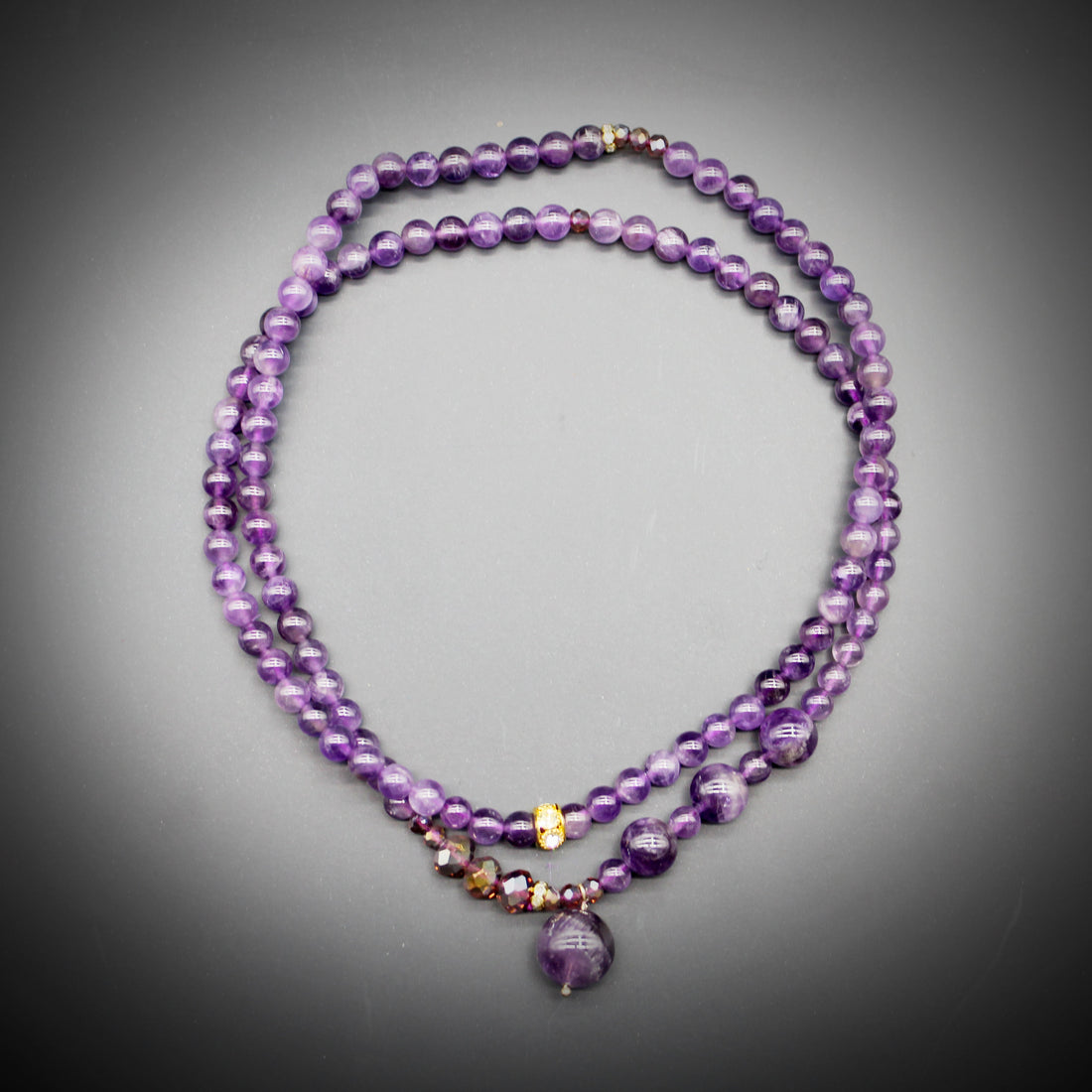 Amethyst bead multi circle layered bracelet