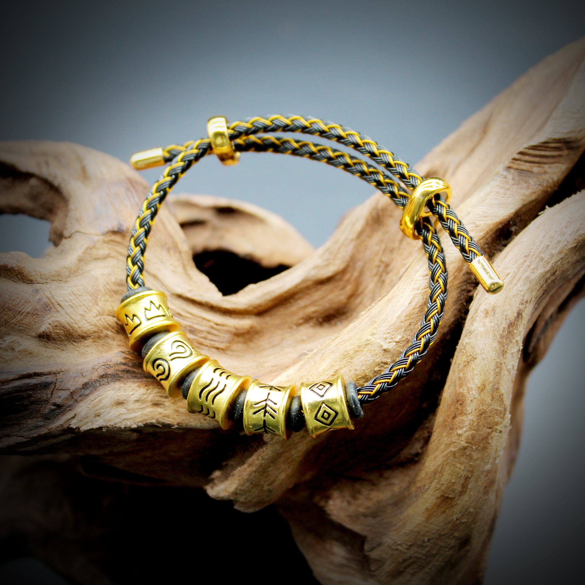 Sand Gold Black Gold Five Elements Gold Wood Water Fire Earth Men's Woven Rope Bracelet