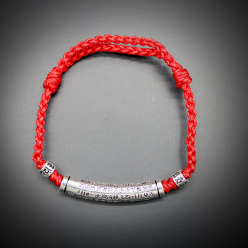 999 foot silver heart meridian tube six character mantra transfer red rope bracelet