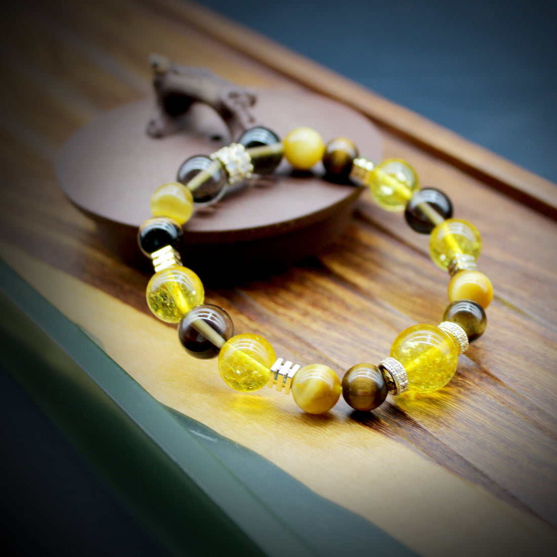 Natural Stone Fortune Tiger Eye Stone Yellow Crystal Bracelet