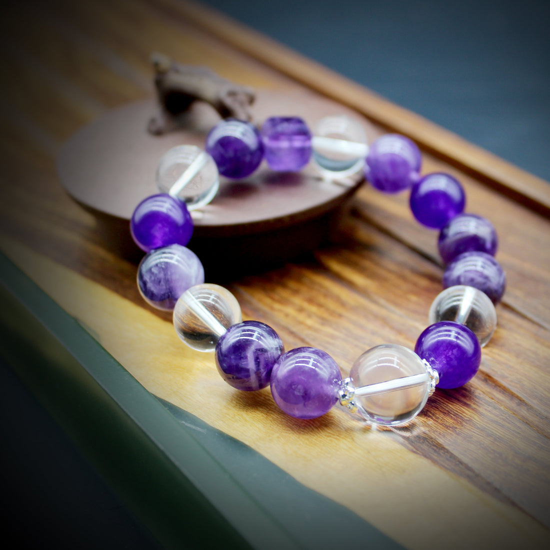 Nine Purple Fire Natural Amethyst Bracelet