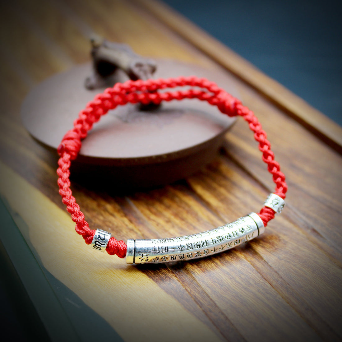 999 foot silver heart meridian tube six character mantra transfer red rope bracelet