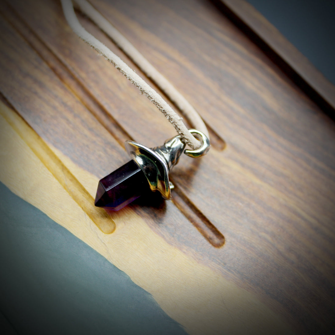 Witch hat amethyst pendant necklace